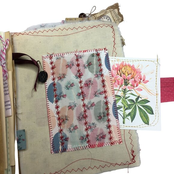 Writing Junk Journal Vintage Style Fabric Cover Diary Includes Ephemera No 7 u - Picture 6 of 10